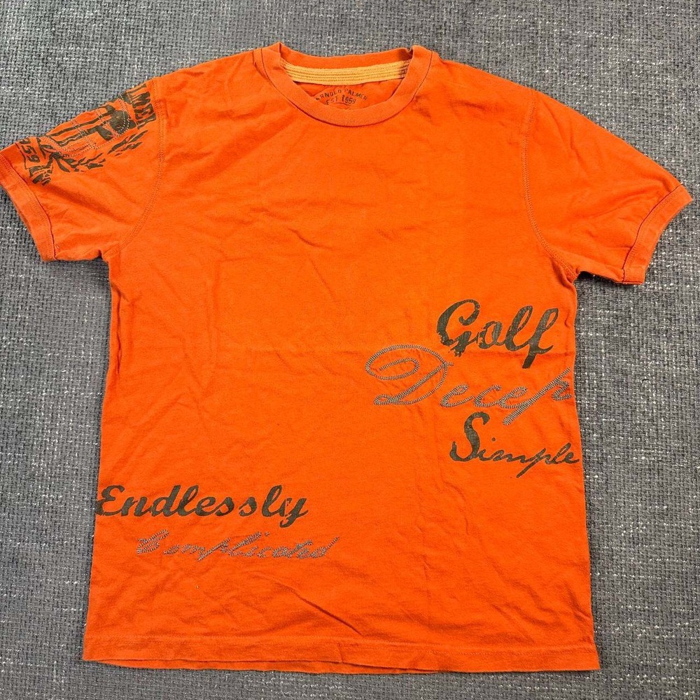 Arnold Palmer Graphic Tee Mens Small Orange Golf Deep Simple Y2K Streetwear